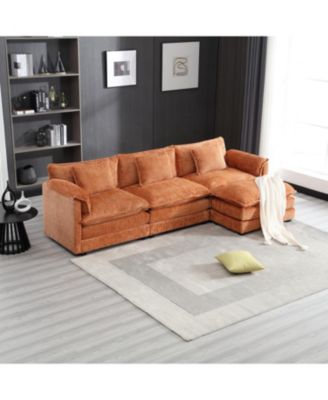 Oversized Sectional Cloud Couch, Modern Chenille L Shape, Ottoman & Memory Foam