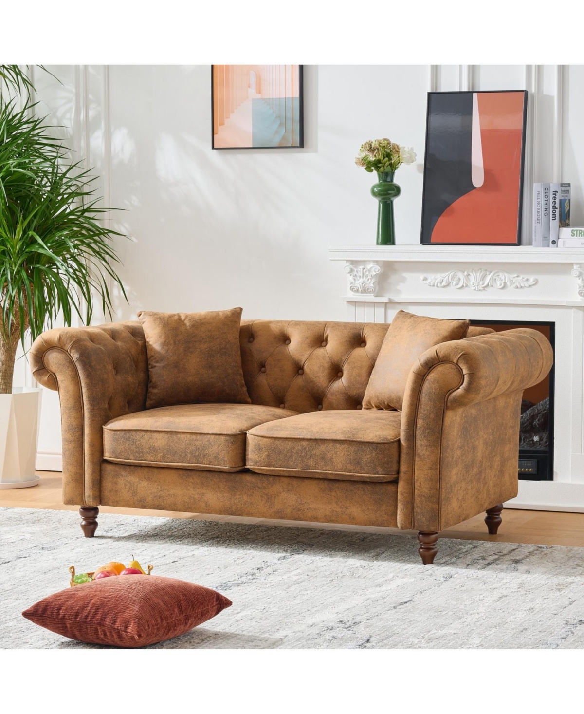 Streamdale Furniture Chesterfield Tech Fabric Sofa Set- 3+2 Seater, Mid-Century Modern