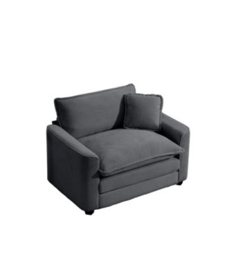 Grey Corduroy Deep Seat Chair with Pillow