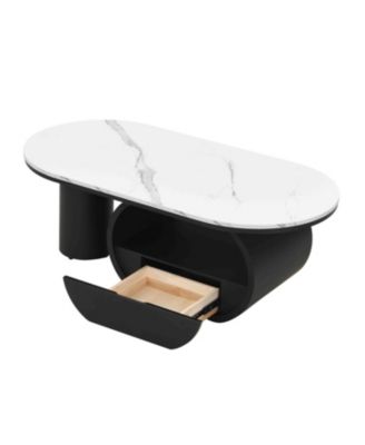 Modern Oval Coffee Table w/ Storage Drawer
