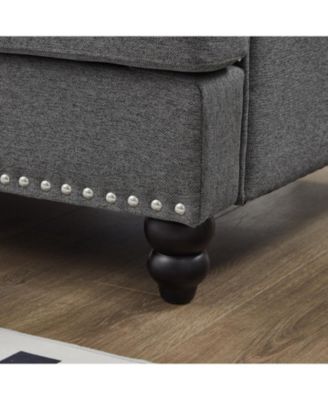 83" Modern Grey Sofa with Nailhead Trim