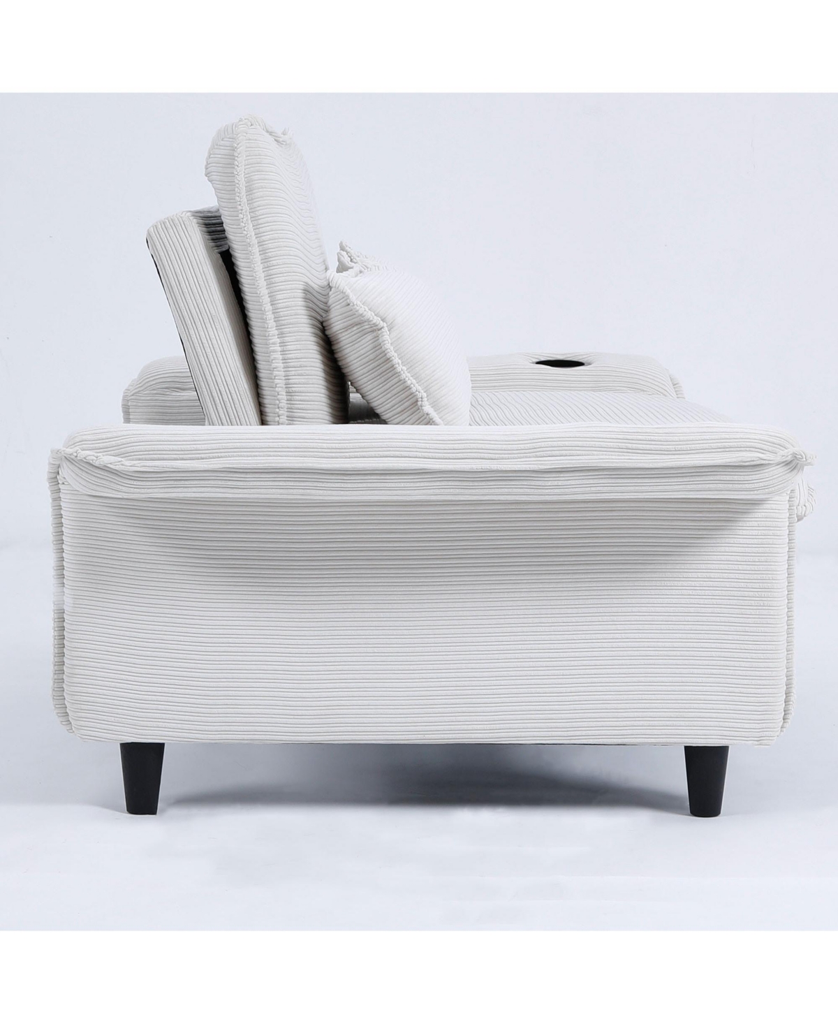 Streamdale Furniture Beige Striped Sofa Bed - Adjustable Arms & Back - 65.74-inch