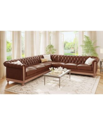 Comfy Large Sectional Sofa with Wooden Legs, Retro Style for Living Room