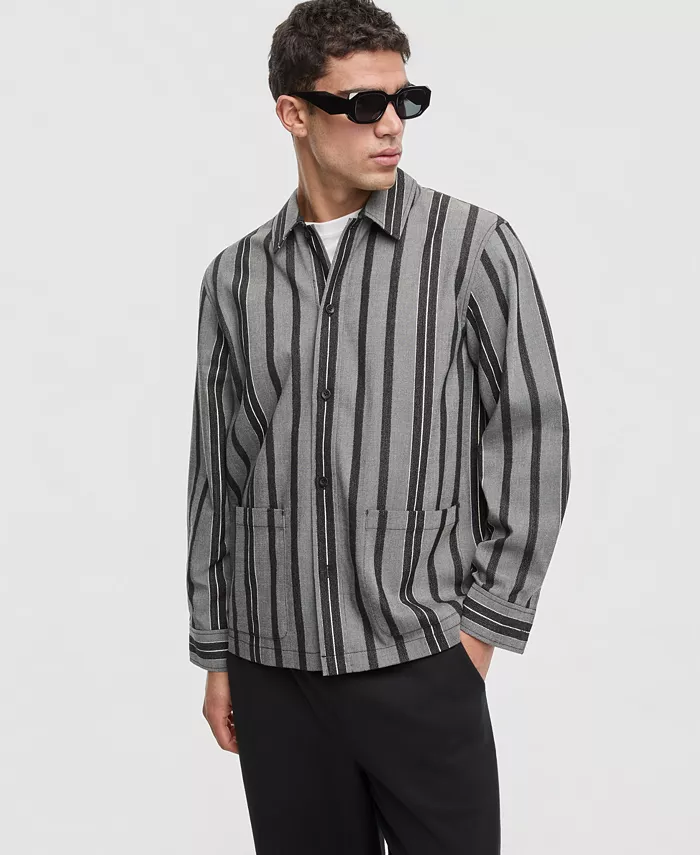 Men's Relaxed-Fit Striped Overshirt - thumbnail 5