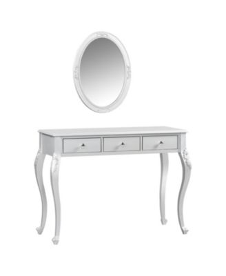 Streamdale Luxury Vanity Desk with Mirror & 3 Drawers - Silver