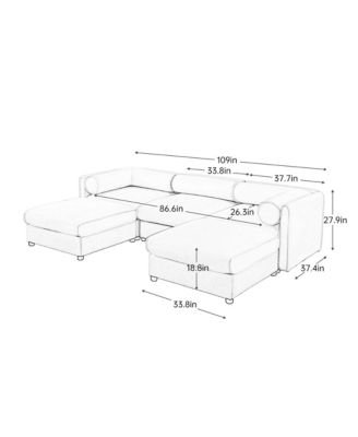 Chenille Sofa with Storage & Ottoman