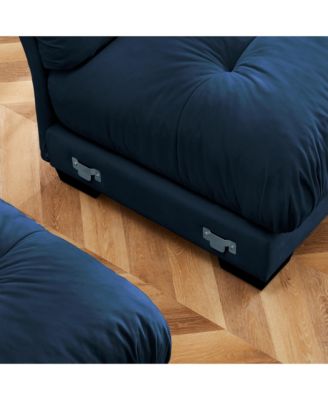 Velvet 2-Seater Sofa with Ottoman, Bolsters, Pillows - Reading Room