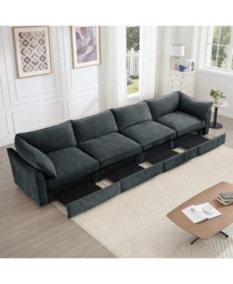 Super Large Wide Deep 4-Seater Sofa w/ Storage - Chenille Gary