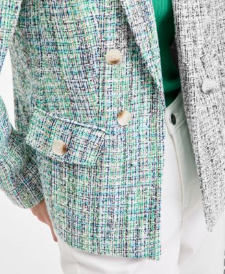 Women's Faux Double Breasted Tweed Jacket