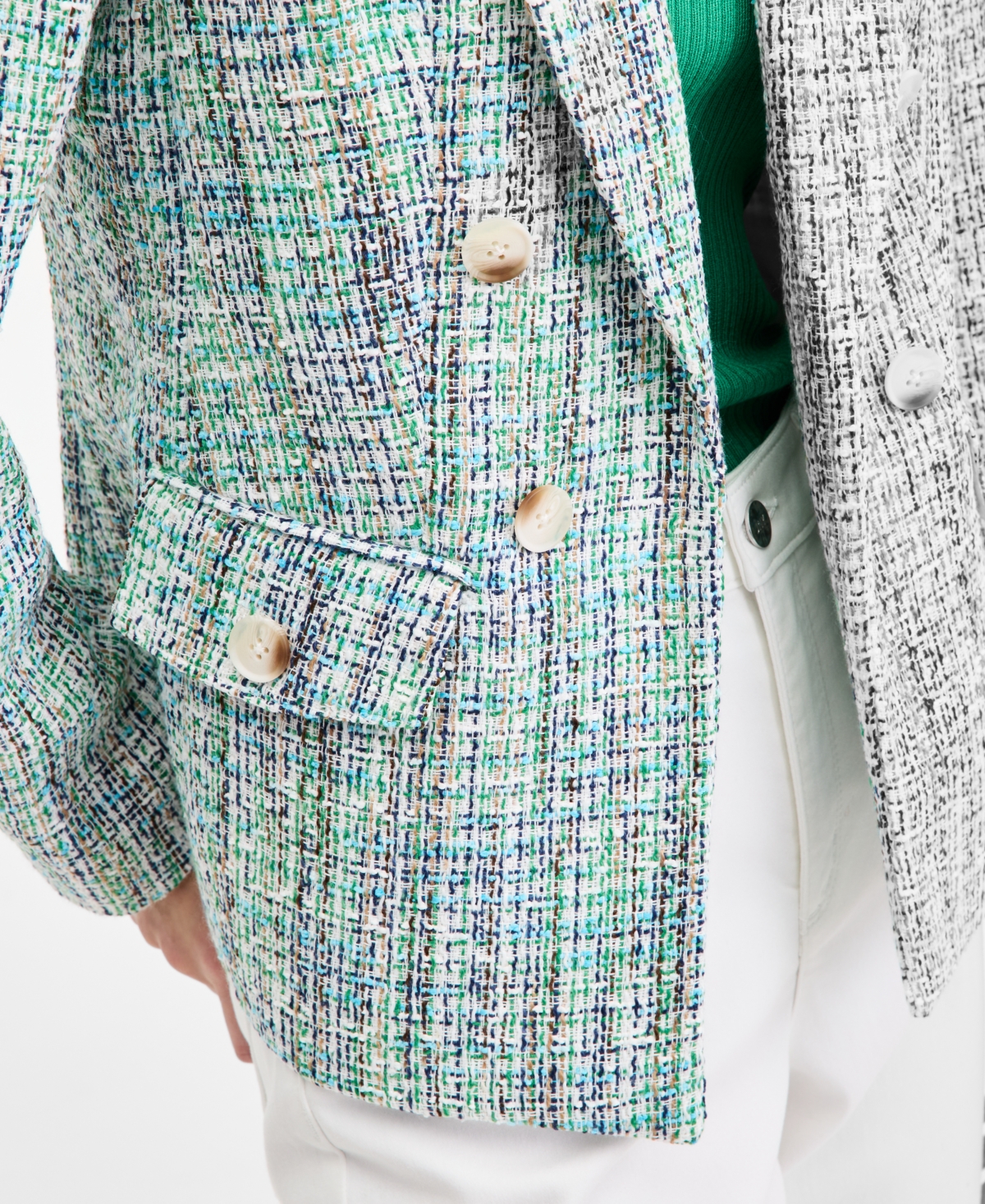 Jones New York Women's Faux Double Breasted Tweed Jacket