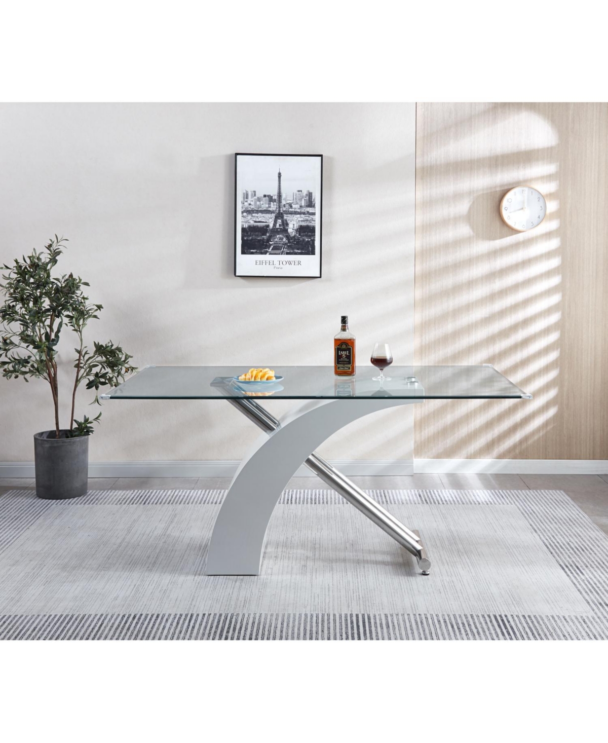 Streamdale Furniture Luxury Glass Top Dining Table - Modern Design