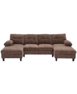 Streamdale U-Shaped Chenille Sectional Sofa with Dual Chaise & Storage