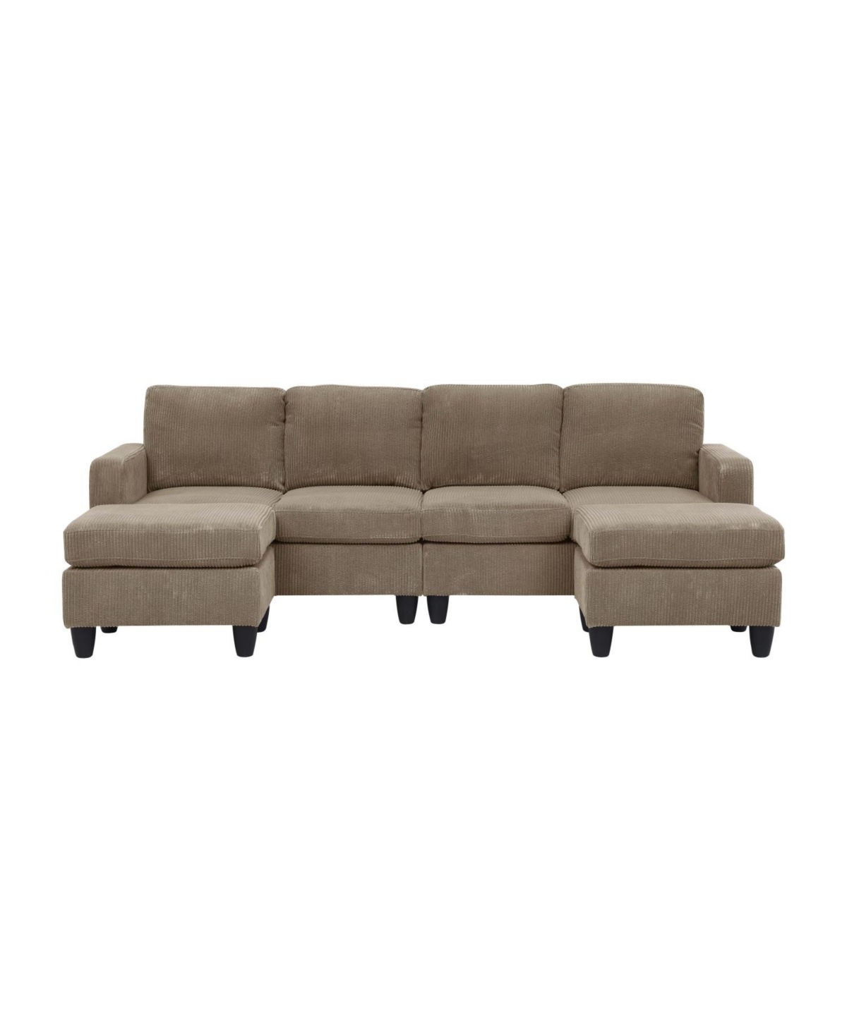 Streamdale Furniture Savannah Modular Corduroy Sectional Sofa with Ottoman