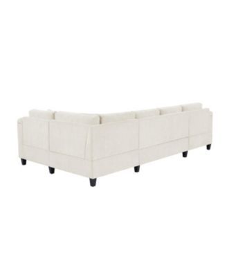 Modern U-Shaped Sectional Sofa with USB & Storage, Beige