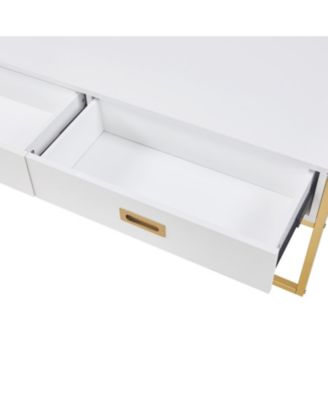 Modern Black Rectangular Coffee Table with 4 Drawers and Gold Base in 47.3"