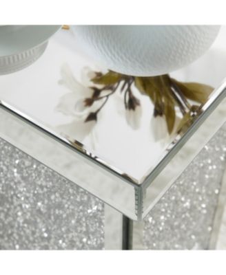 Mirrored Crystal End Table - Modern Accent Side Table