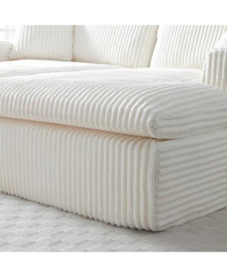 Oversized Sectional Sofa Bed with Double Chaise Lounge - Beige