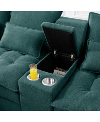 130" U-Shaped Sofa with Console, Cupholders, Sleeper & Chaise