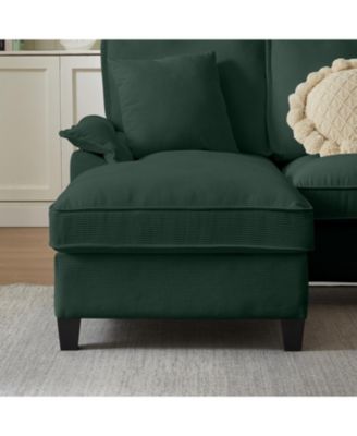 120" Corduroy Sectional Sofa Bed with Storage, U-Shape, Green