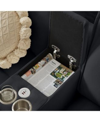 Corduroy Sectional Sofa Bed w/Storage, U-Shape, 4-Seater, Cup Holders