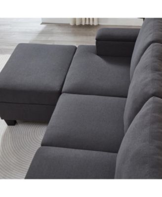  86" L-Shaped Sectional Sofa with Ottoman & Armrest Organizer - Dark Gray