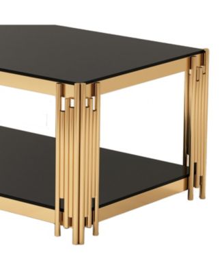 47" Gold Glass Double-Layer Coffee Table
