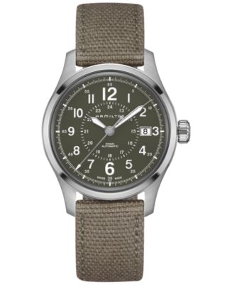 Hamilton Men's Swiss Automatic Khaki Field Green Canvas Strap