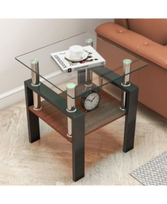 2 Modern Glass Tea/Coffee Tables - Transparent/Black