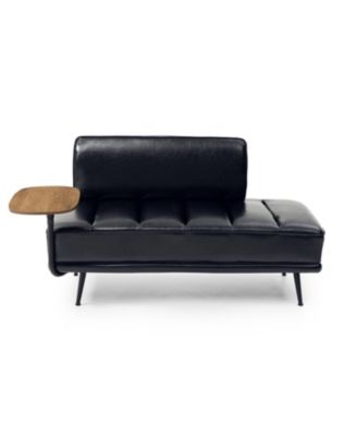 + 55" + Black Faux Leather + Swivel Tray & Metal Legs + Bed Bench