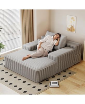 Chaise Lounge Chair Indoor Oversized Sofa Bed Sleeper Couch Plush Faux Fur