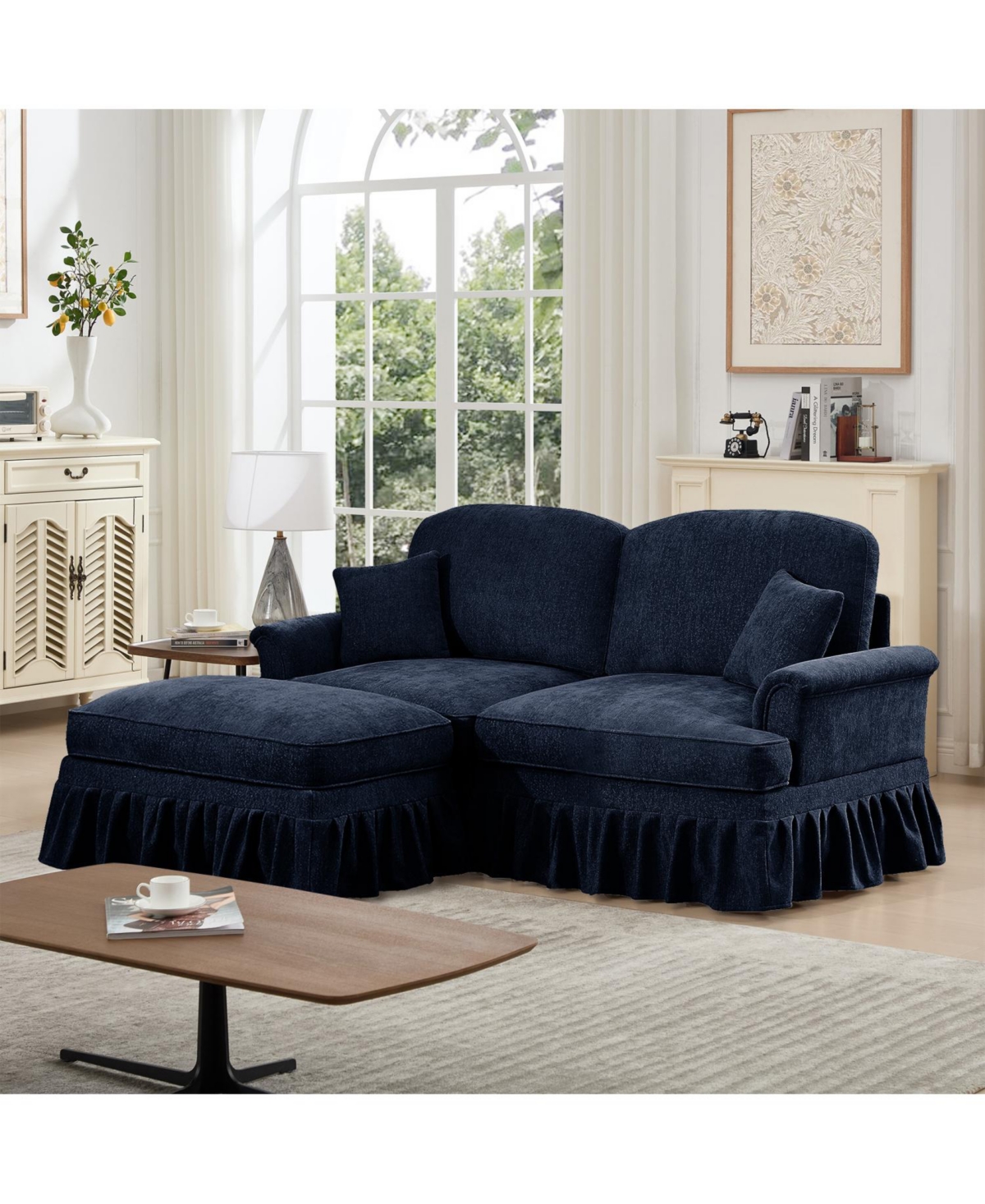 Streamdale Furniture Mid Century Modular L-Shaped Sofa with Ottoman