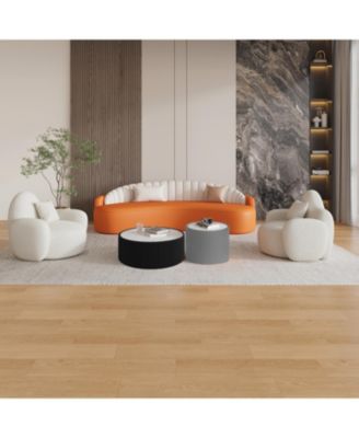 Streamdale Light Marble Top Leather Coffee Table