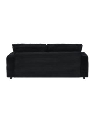 Black Corduroy Sofa w/ Storage Legs & Pillows