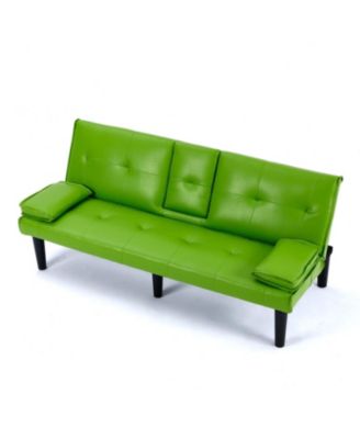 67" PVC Sofa Bed - Foldable with Cup Holder