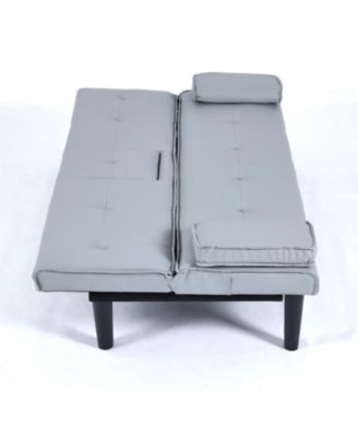 67" PVC Sofa Bed with Foldable Design & Cup Holders