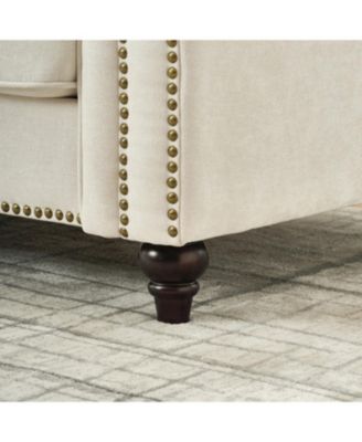Streamdale Modern 3+2 Seater Chenille Sofa, Rolled Arms, Nailhead Trim - Beige