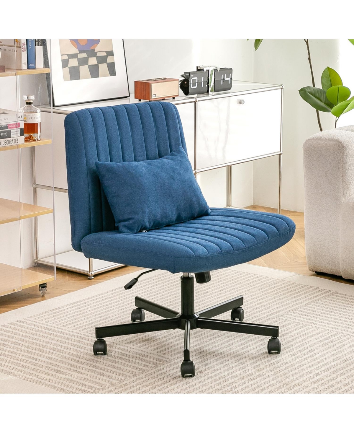 Streamdale Modern Linen Blue Criss Cross Office Chair - Product Details