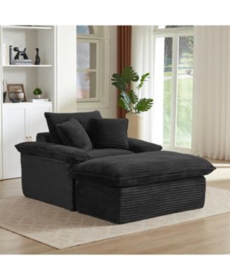 Streamdale Modern Cushioned Sofa with Footrest - Black
