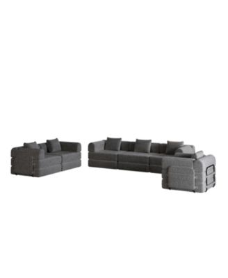 + 6-Seater + Chenille + Convertible with Storage + Sofa Bed