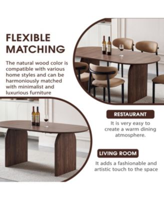 Streamdale Modern Oval Wooden Dining Table - Double Column Design