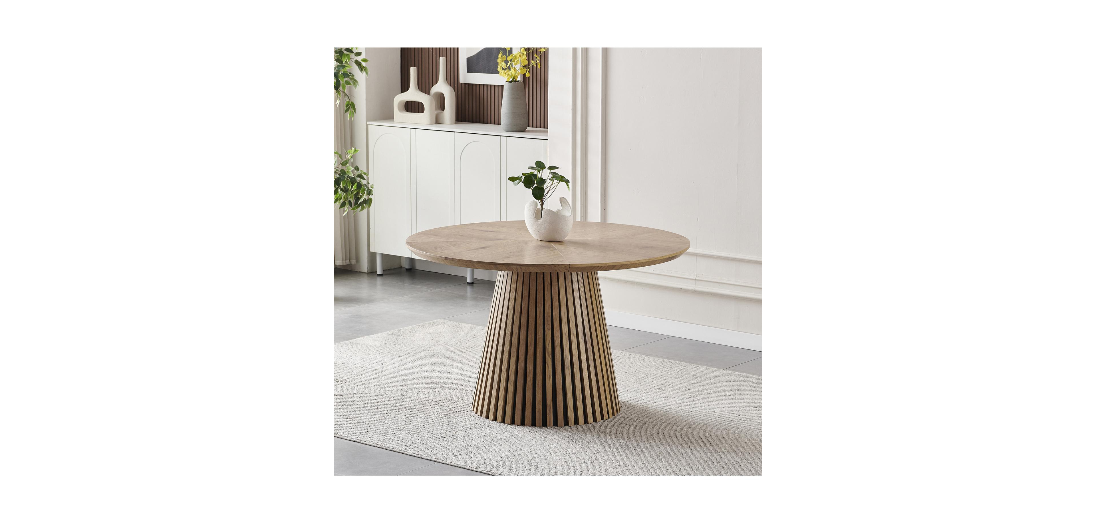 Streamdale Furniture Modern Round Wooden Dining Table - Space Saving