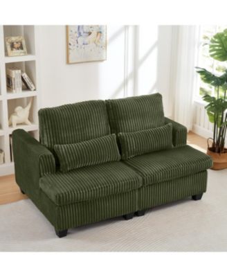 Fluffy Corduroy Loveseat Sofa with Adjustable Back