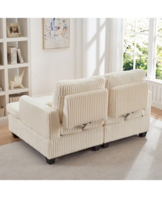 Fluffy Corduroy Loveseat Sofa with Adjustable Back