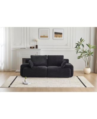 Modern Memory Foam Corduroy Sectional Sofa (Black