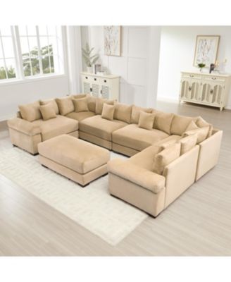 Oversized Modular Sectional (with Ottoman) Corduroy Cloud Design Couch