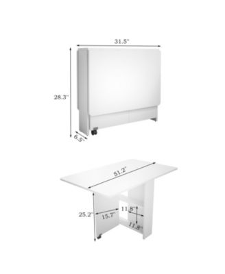 Foldable 51.18" white table for small families display or home use.