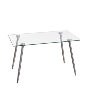 Glass Dining Table with Silver Metal Legs
