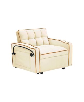 Sofa Bed with Adjustable Back, USB Port, Wheels