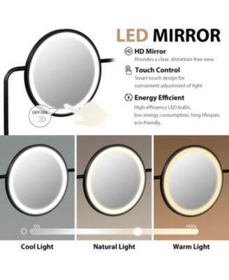 White Vanity Desk with Mirror, Charger, and Storage