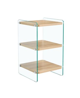 3-Layer Bedside Cabinet with Glass Panels